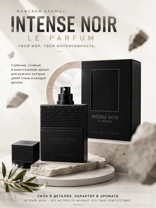 INTENSE NOIR, LE PARFUM, erkaklar uchun elegant va jozibador ifor, 100 ml UAE