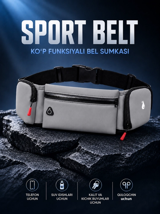 Yugurish uchun sport bel sumkasi, fitness va sayohat uchun ko'p funksiyali bel uchun sumka - 
