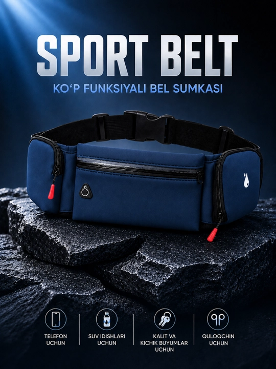 Yugurish uchun sport bel sumkasi, fitness va sayohat uchun ko'p funksiyali bel uchun sumka - 