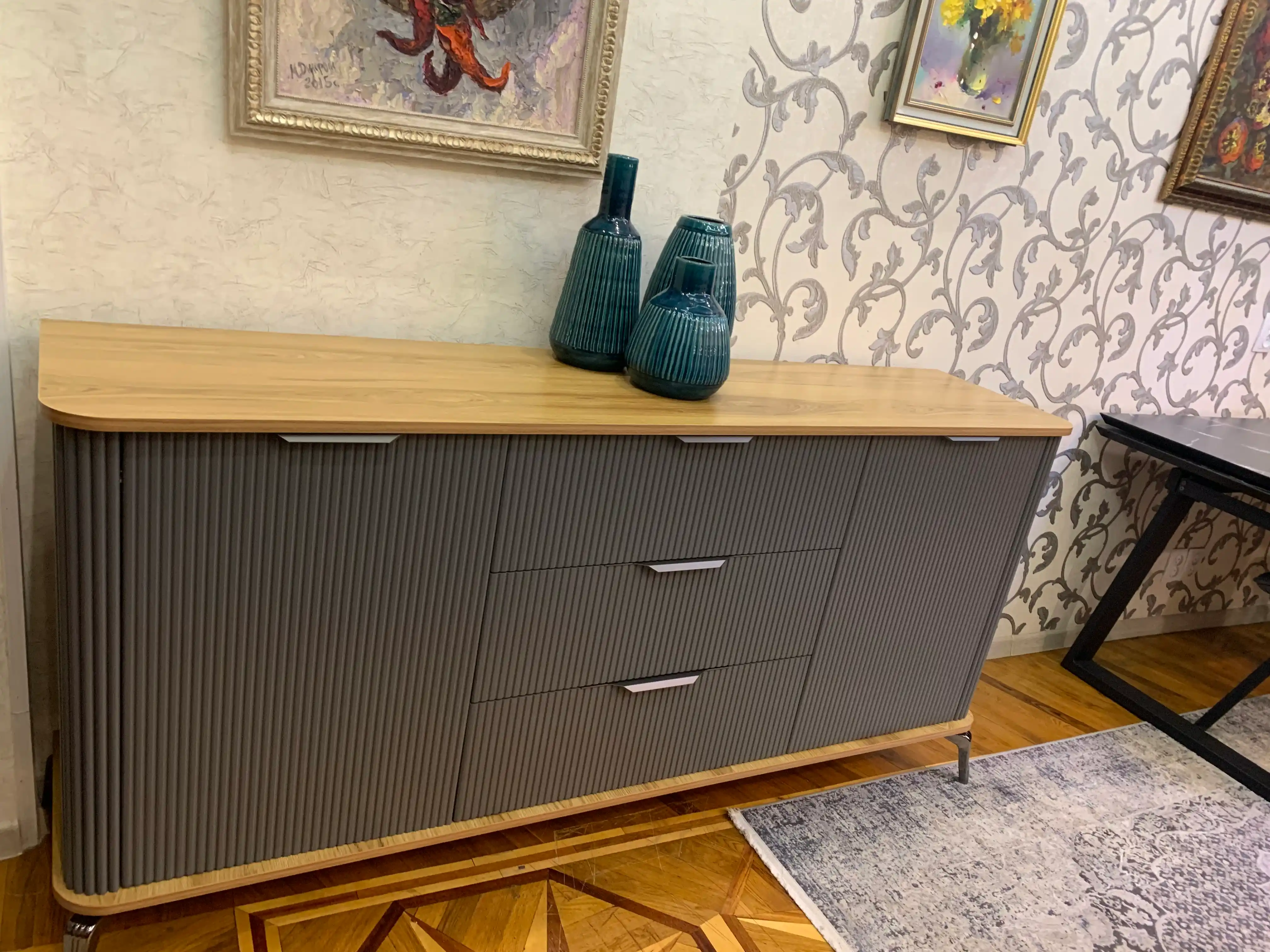 Zamonaviy TV kamod, grafit rang, 180x40x85 sm