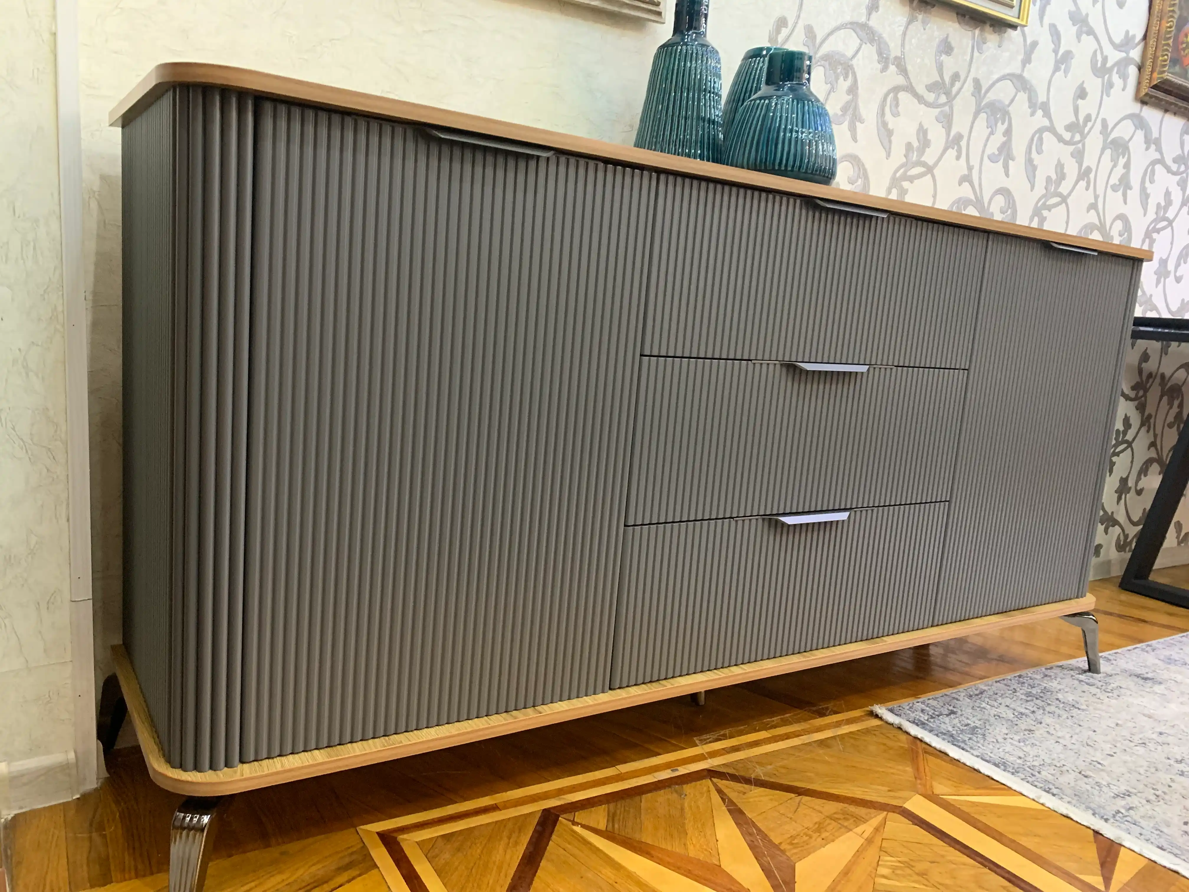 Zamonaviy TV kamod, grafit rang, 180x40x85 sm