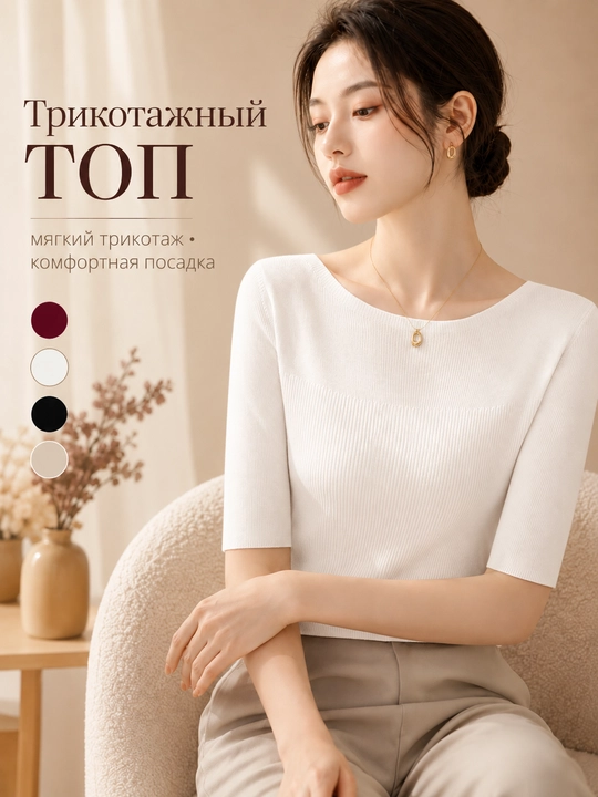 Ayollar uchun trikotaj kofta, longsliv, 3/4 yengli — ELLY FASHION - 