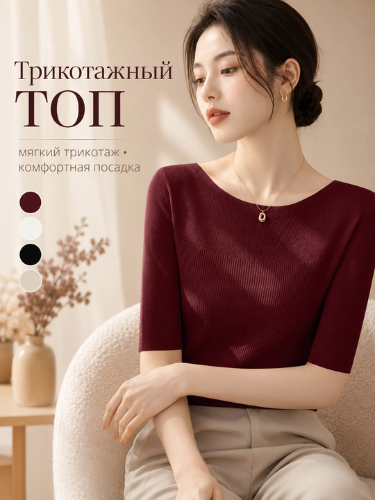 Ayollar uchun trikotaj kofta, longsliv, 3/4 yengli — ELLY FASHION - 