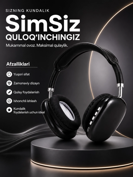 Simsiz Bluetooth Quloqchin – Hi-Fi Stereo Ovoz, 12 Soat Ishlash va Bluetooth 5.0 - 