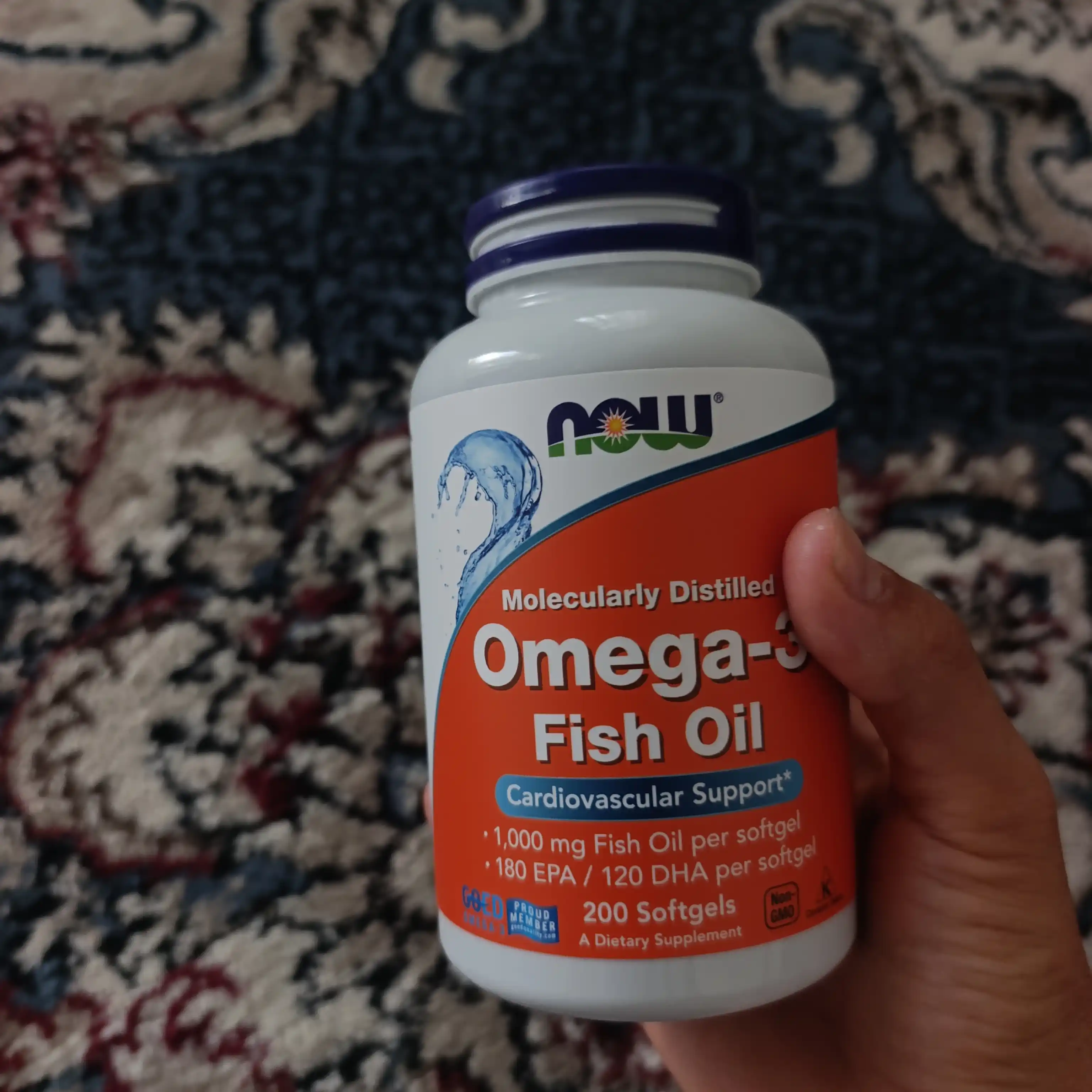 Now Foods Omega-3, baliq yog'i, 180 EPA / 120 DHA, halol