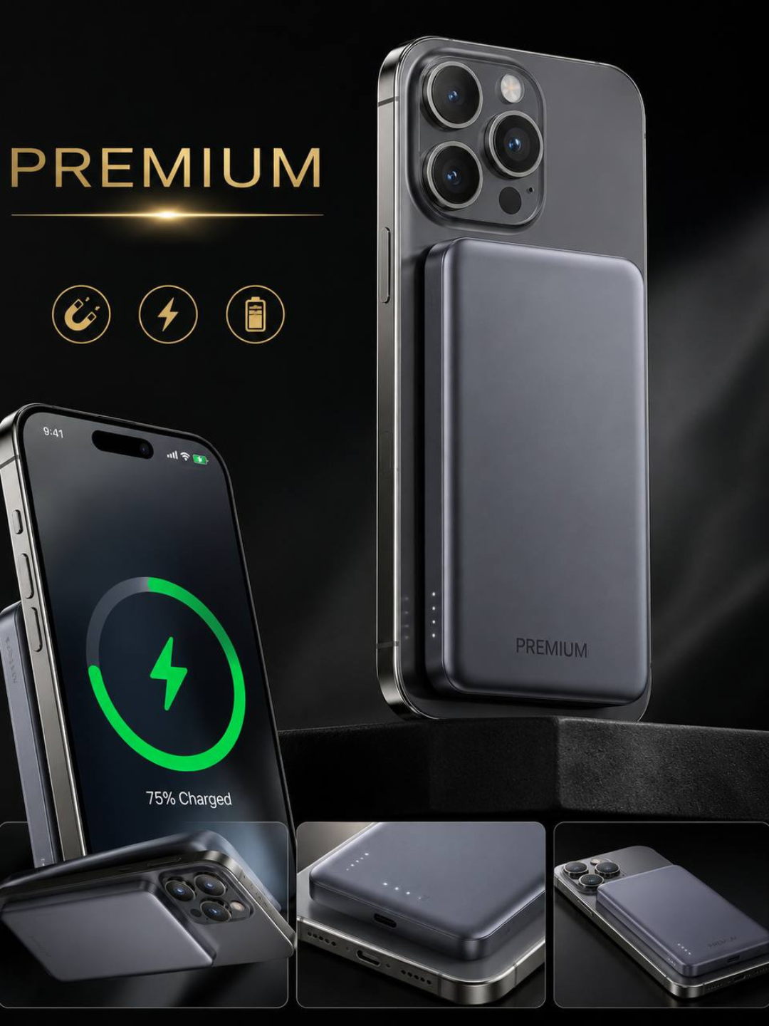 10000 mAh magnitli Power Bank 20W PD 15W simsiz tezkor zaryadlovchi - 