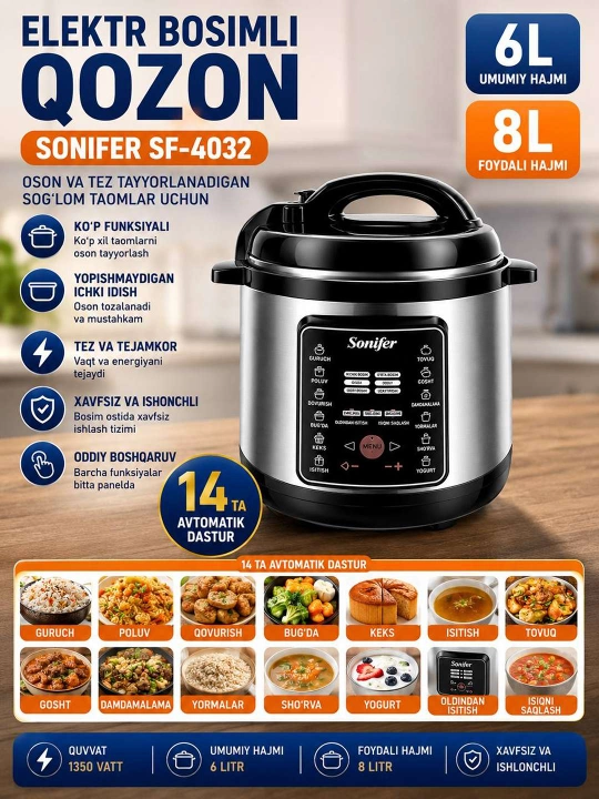 Электрическая скороварка Sonifer SF-4013 — готовьте вкусно, быстро и без лишних усилий! - 
