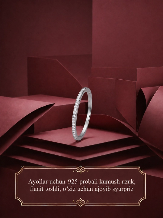 925 probali Muаssalit toshli ayollar uzugi - o‘zingiz va yaqinlaringiz uchun ajoyib sovg‘a - 
