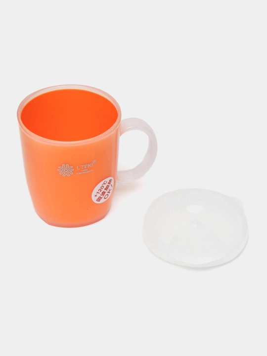 Issiq va sovuq ichimliklar uchun qopqoqli, issiqqa chidamli plastik krujka, 350 ml