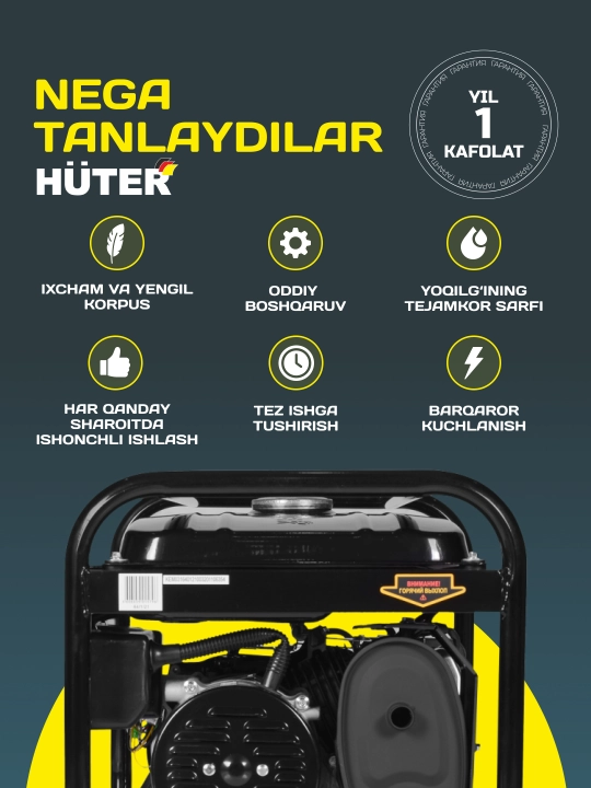 Генератор DY4000L Huter арт. 64/1/21