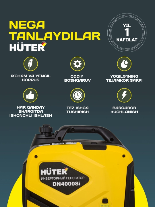 Инверторный генератор DN4000Si Huter арт. 64/10/8