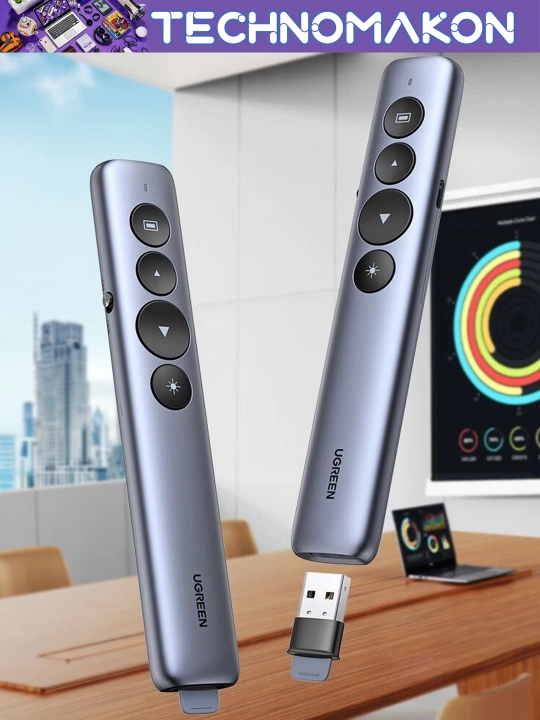 Лазерная указка, кликер презентер беспроводной UGREEN Wireless Presenter, 2.4 ГГц, красная