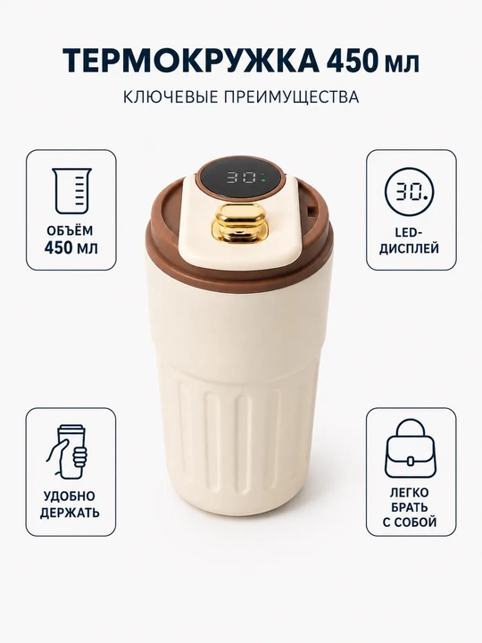 Термокружка с датчиком температуры