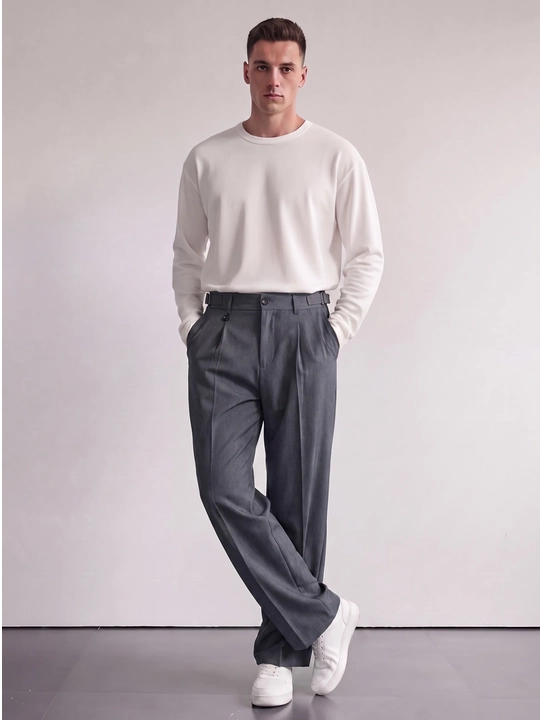 Erkaklar oversayz kenglikda klassik shimi, Old Money uslub, paxta va polyester