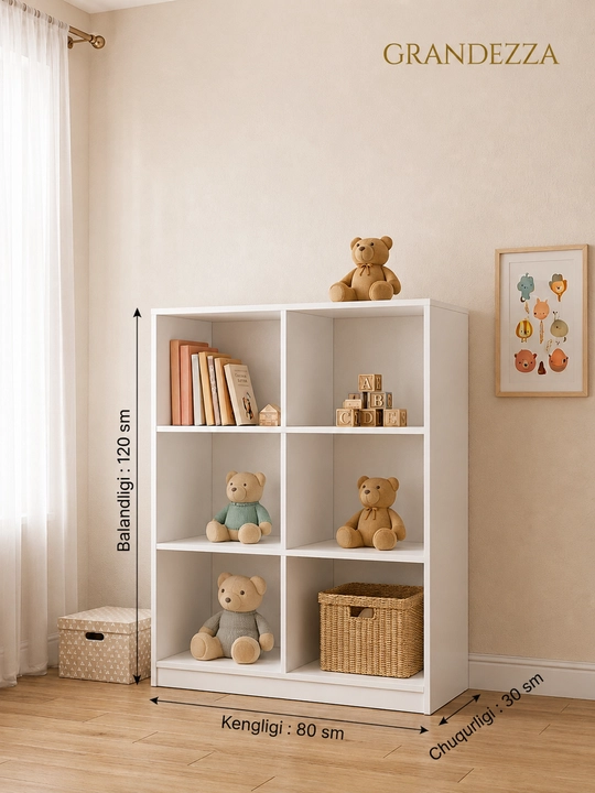 Детский стеллаж полка TEDDY для книг и игрушек, полностью собранный, 120x80x30 см - 