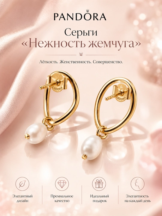 Серьги Essence «Нежность жемчуга», покрытие золотом 14К, арт. 263281C01