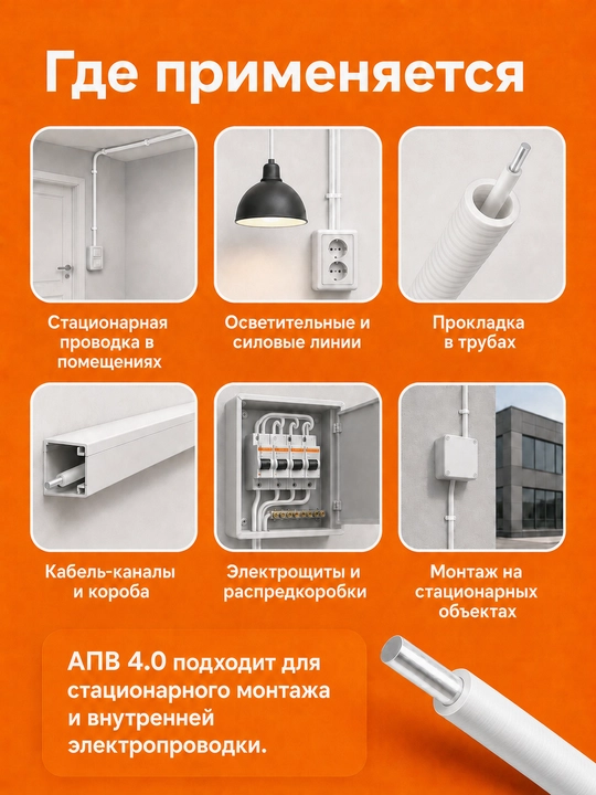 Kuch simi APV 1×4.0 mm² o‘lchamli alyuminiy bir simli, oq, 2-20 m