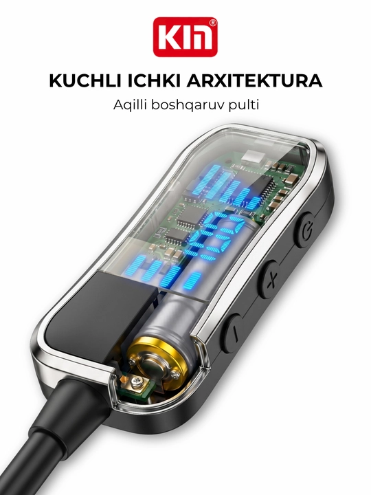 Simsiz quloqchin KIN KL50/118 Bluetooth 5.4, LED displey, 400 mAh batareya, TF-karta