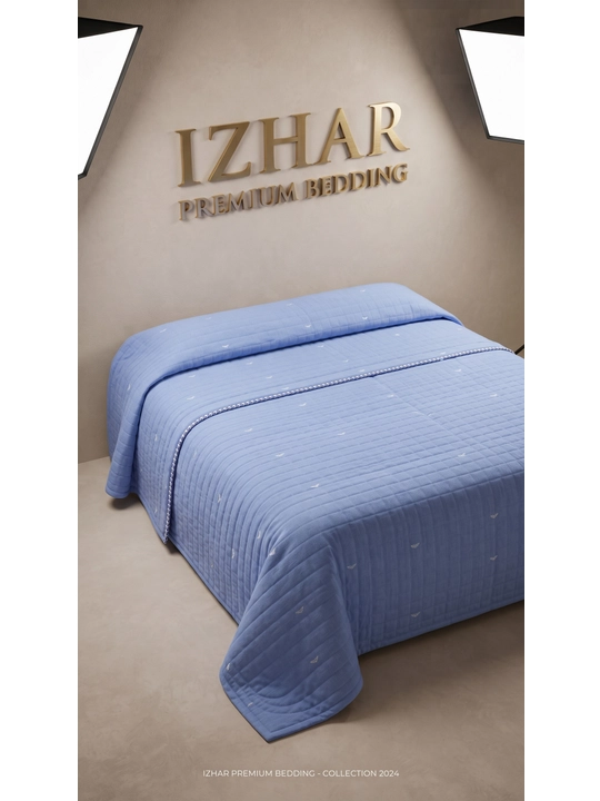 IZHAR Premium qavilgan ikki kishilik krovat yopqichi, kulrang