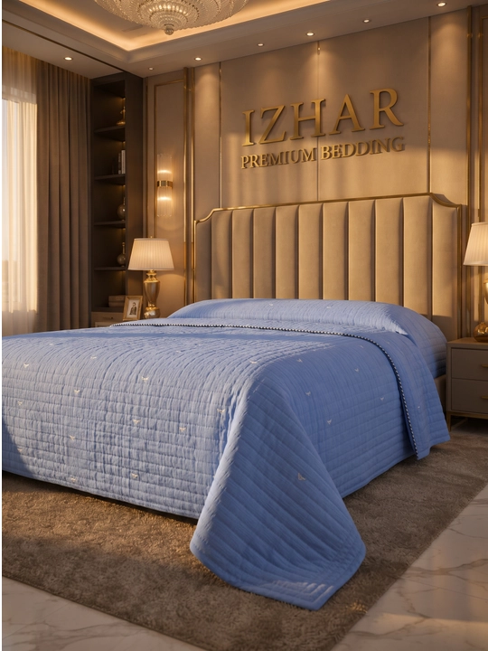 IZHAR Premium qavilgan ikki kishilik krovat yopqichi, kulrang