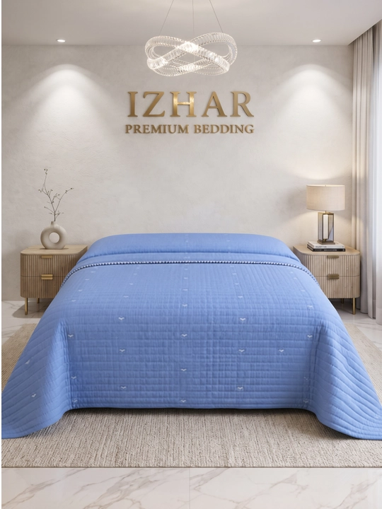 IZHAR Premium qavilgan ikki kishilik krovat yopqichi, kulrang