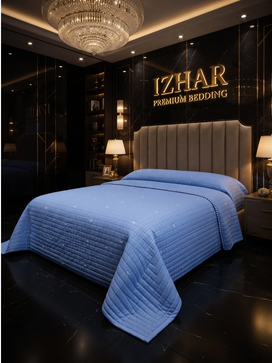 IZHAR Premium qavilgan ikki kishilik krovat yopqichi, kulrang