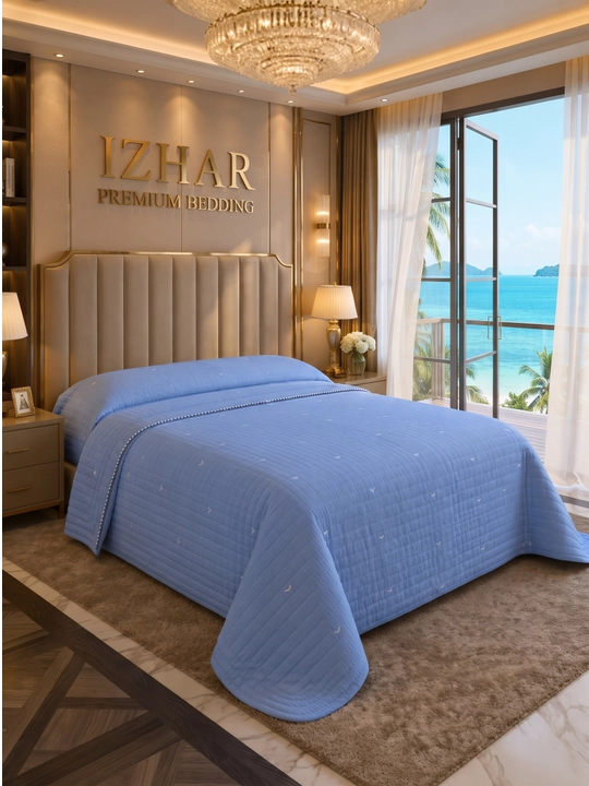 IZHAR Premium qavilgan ikki kishilik krovat yopqichi, kulrang