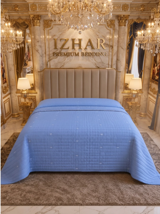 IZHAR Premium qavilgan ikki kishilik krovat yopqichi, kulrang