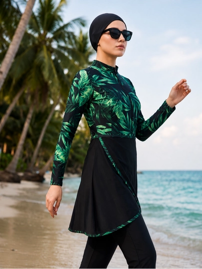 Ayollar cho‘milish kiyimi, yopiq, musulmoncha, burkini, katta o‘lchamli cho‘milish kiyimi