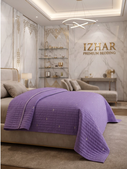 IZHAR Premium qavilgan ikki kishilik krovat yopqichi, kulrang