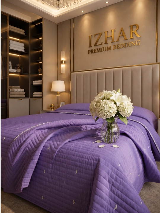 IZHAR Premium qavilgan ikki kishilik krovat yopqichi, kulrang