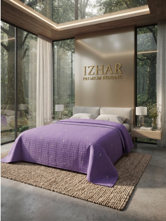 IZHAR Premium qavilgan ikki kishilik krovat yopqichi, kulrang
