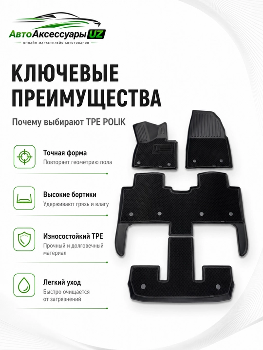 Dongfeng 008 Restyling uchun 3D TPE salon gilamchalari, 4 qism, qora