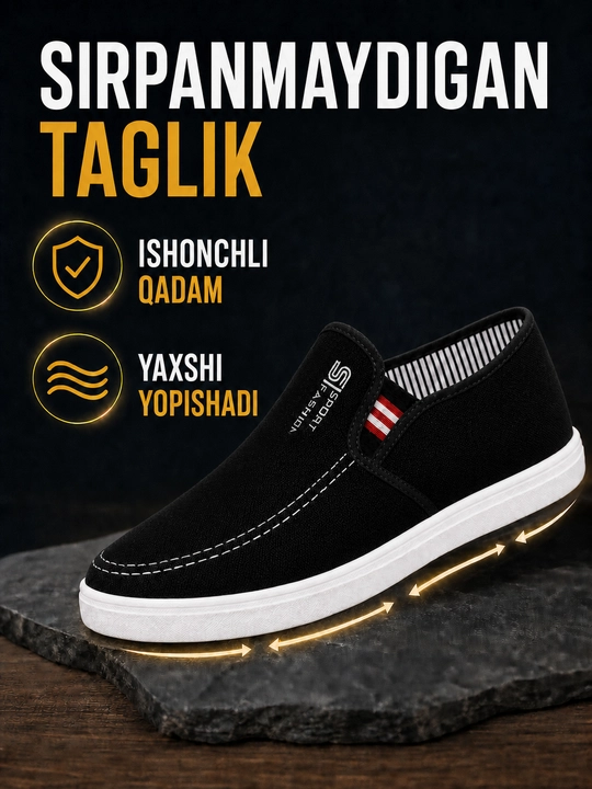 Sliponlar erkaklar uchun, maktab va kundalik uchun yengil oyoq kiyim, 40–45
