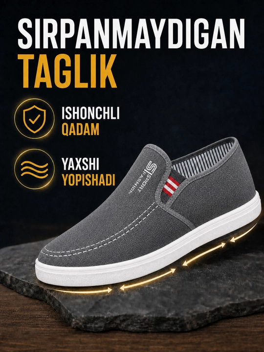 Sliponlar erkaklar uchun, maktab va kundalik uchun yengil oyoq kiyim, 40–45