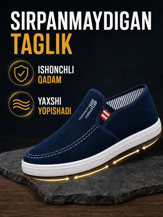Sliponlar erkaklar uchun, maktab va kundalik uchun yengil oyoq kiyim, 40–45