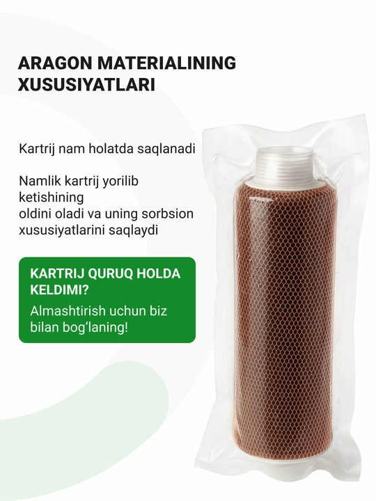 Rezba ulanishli Geyzer Aragon Max-10SL kartriji, qattiq suv uchun, qasmoqdan tozalaydi