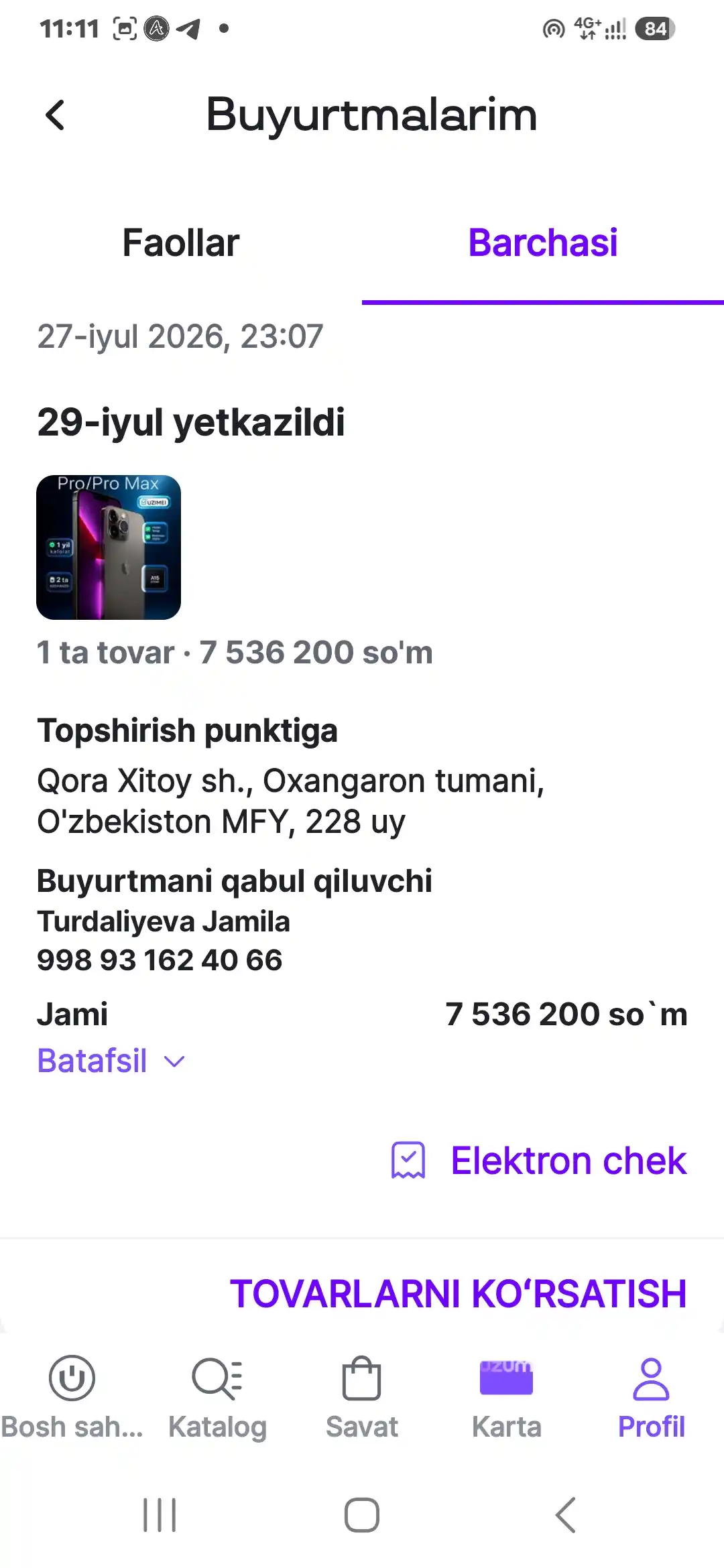 Apple iPhone 13 Pro, SIM+eSIM, UZIMEI-зарегистрирован