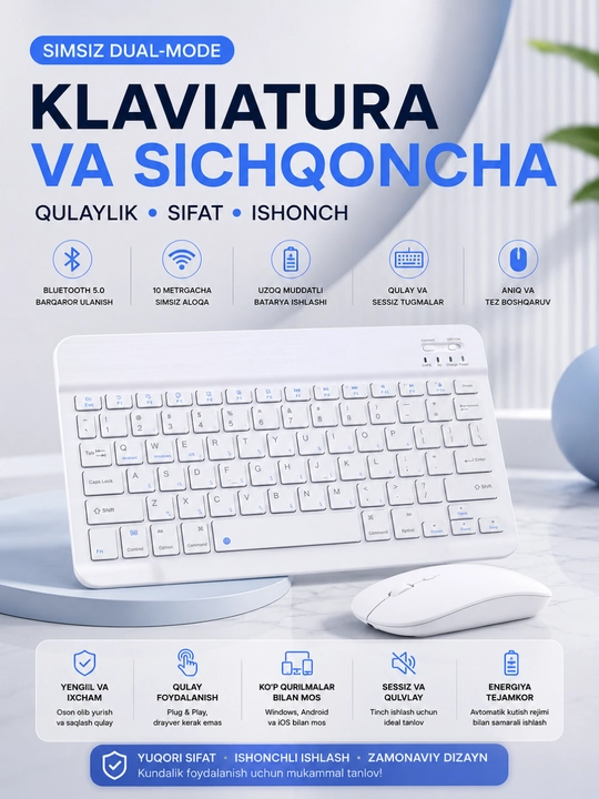 Simsiz klaviatura va sichqoncha to‘plami, 2. 4ghz usb wireless keyboard & mouse combo - 