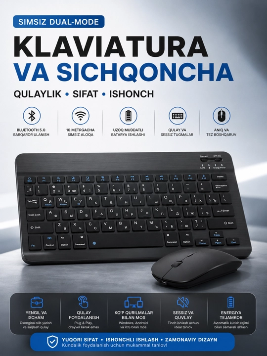Simsiz klaviatura va sichqoncha to‘plami, 2. 4ghz usb wireless keyboard & mouse combo - 