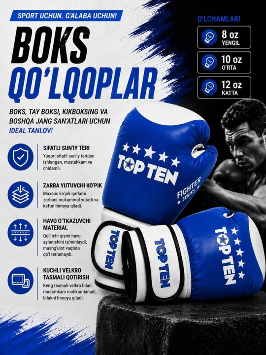 Boks qo'lqoplar 7 yosh va undan kottalar uchun perchatka - 