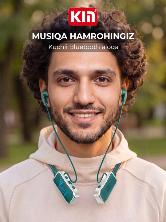 Simsiz quloqchin KIN KL50/118 Bluetooth 5.4, LED displey, 400 mAh batareya, TF-karta