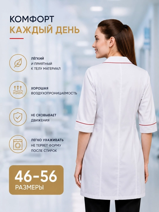 Медицинский халат для женщин, медицинская одежда, медицинская форма, размеры 46–56