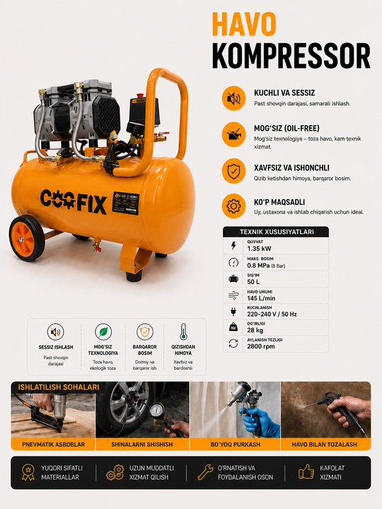 COOFIX | Havo kompressori 50L - 