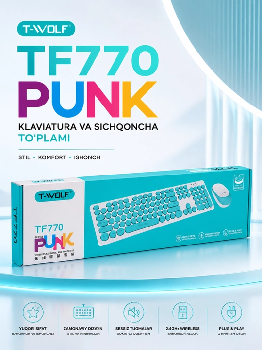 Klaviatura va Sichqoncha Simsiz va Simli Mexanik RGB Kompyuter va Noutbuk uchun - 
