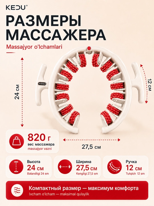 Массажер для тела роликовый KEDU 360, антицеллюлитный, круглый массажер ног, бедер, живота