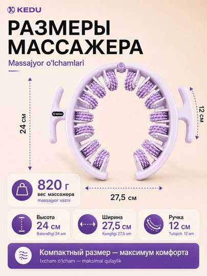 Массажер для тела роликовый KEDU 360, антицеллюлитный, круглый массажер ног, бедер, живота