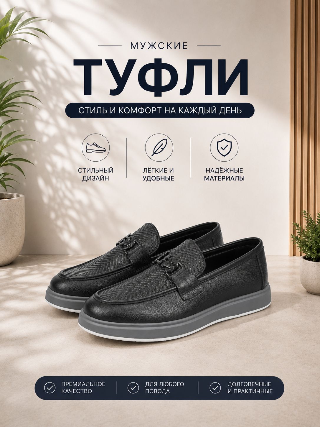 Мужские туфли, лоферы повседневные, классическая мужская обувь - 
