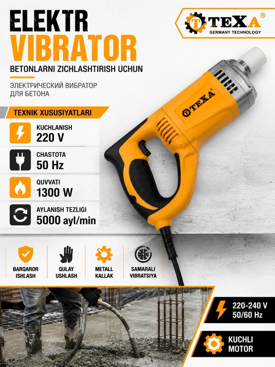 COOFIX elektr vibrator, beton vibratori, beton zichlash vibratori - 