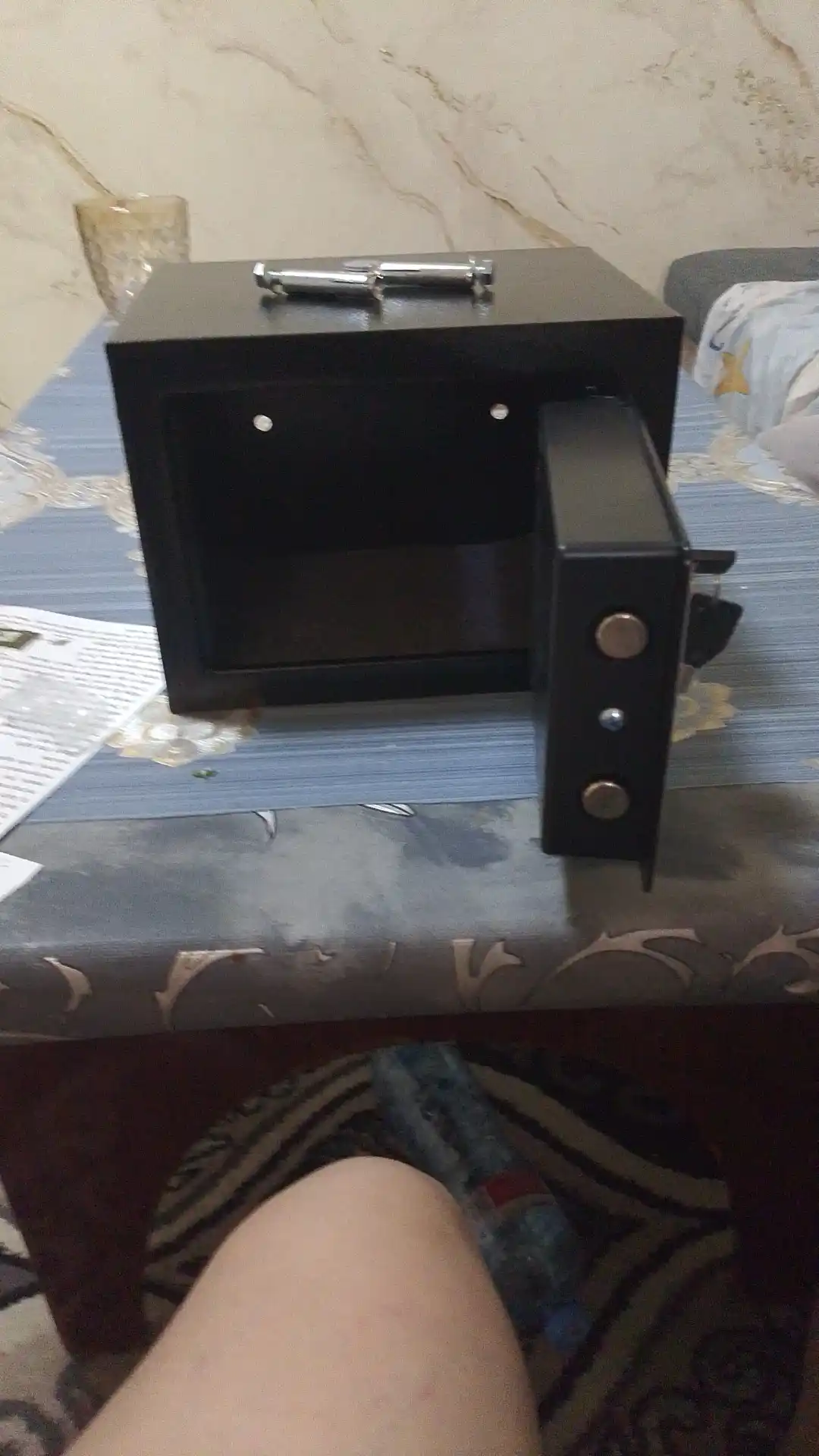 Мини сейф для дома и офиса металлический сейф с кодовым замком 23×17×17